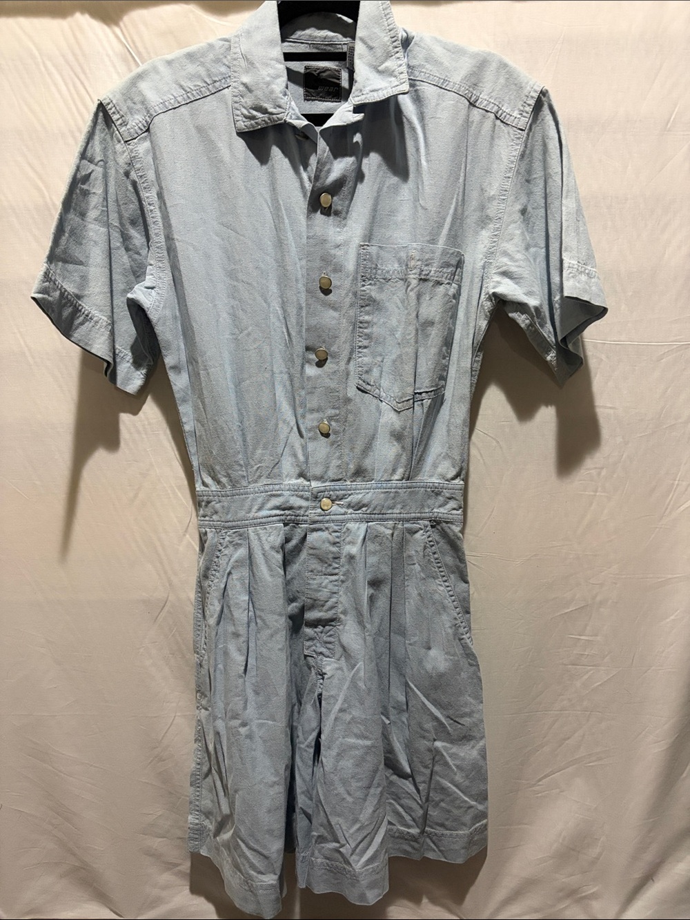 Rocawear Light Blue Short Sleeve Denim Romper Jumpsuit